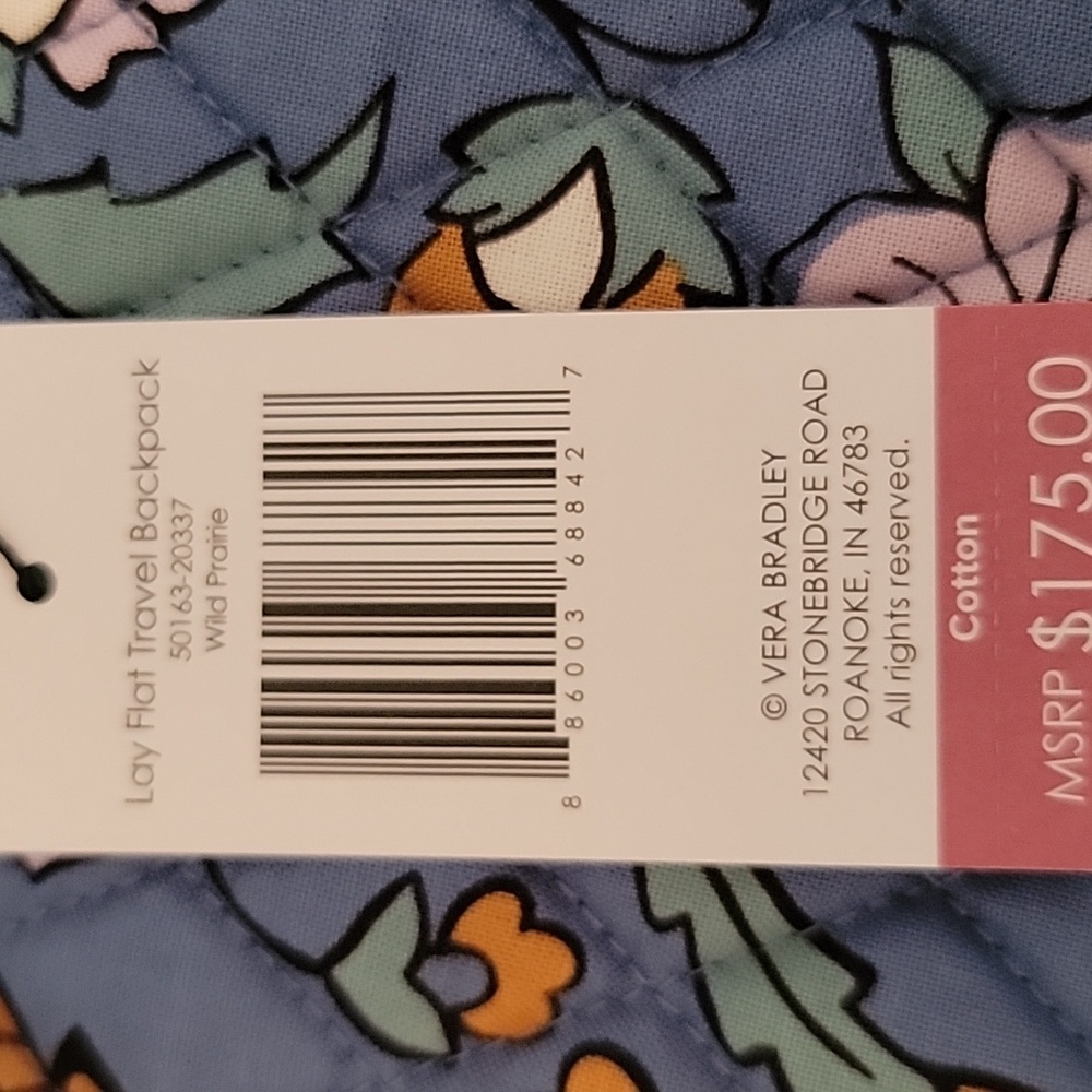 Vera Bradley Blue and Pink Floral Backpack - Picture 6 of 6